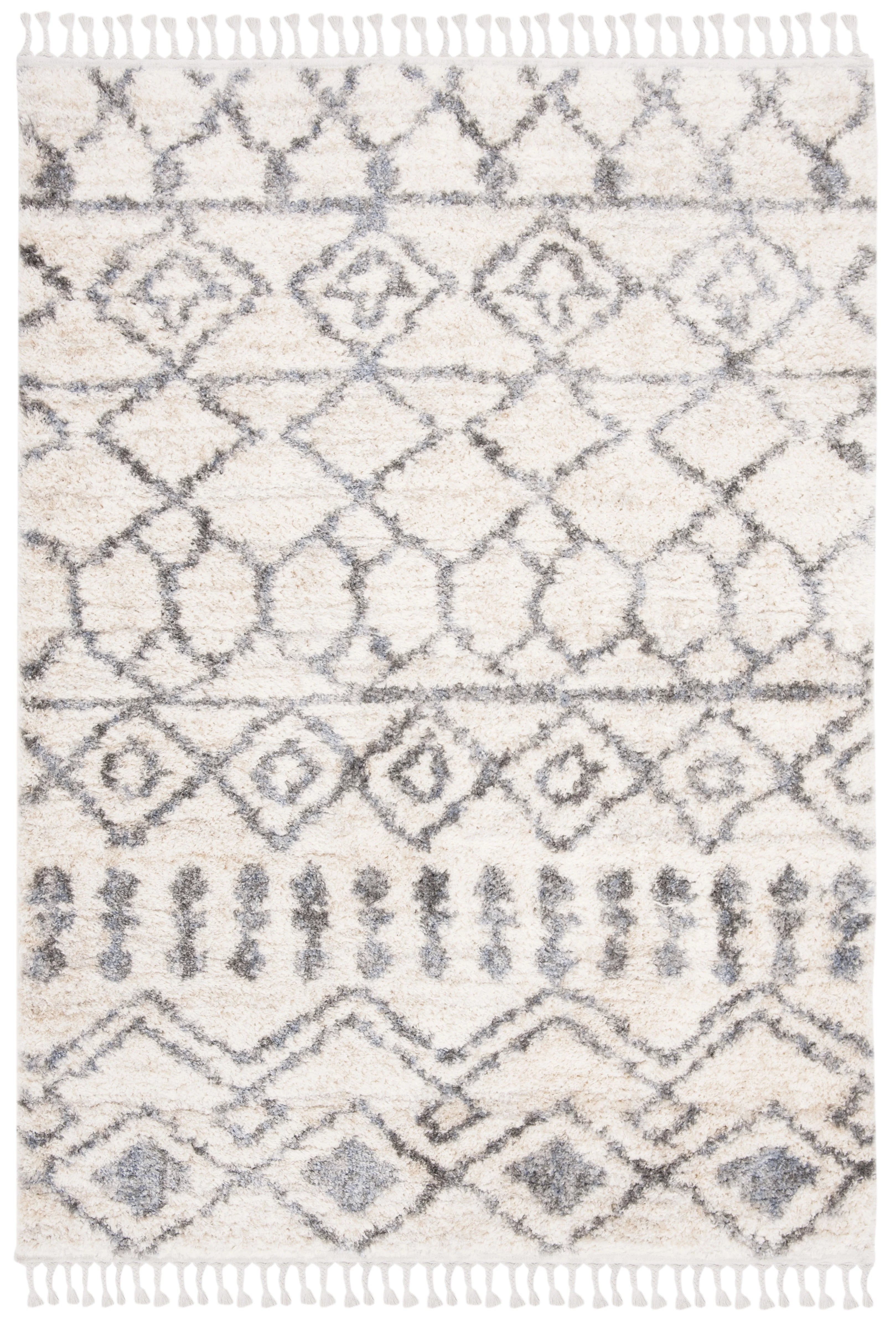 Cream/Grey 6' x 9' Shag Area Rug K3726