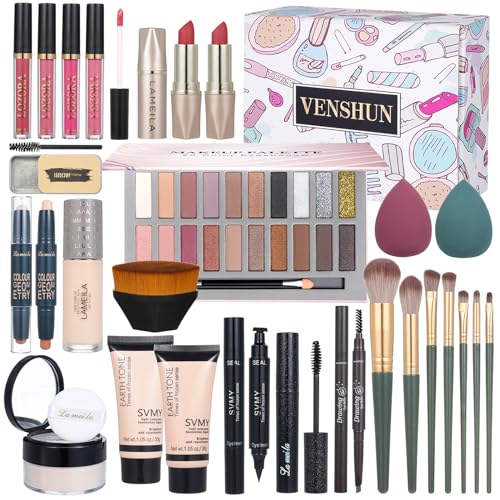 18 Color Eyeshadow Palette Foundation Lipstick Eyebrow Pencil Makeup Kit Y81792