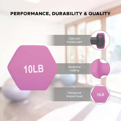 Neoprene Dumbbell Hand Weights Sets of 2 Hexagon Non-Slip Weights D5913