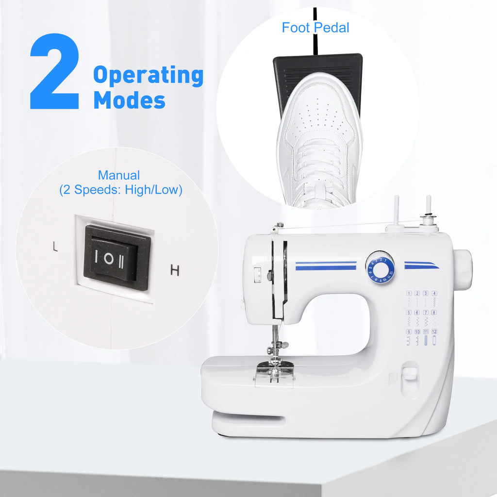 Portable Mini Sewing Machine, Blue, 12 Built-in Stitches P5073