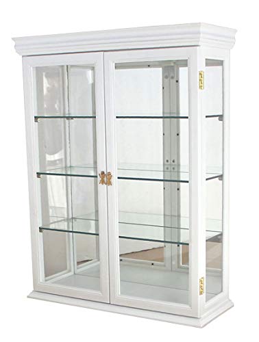 26" Solid Wood Wall Mount Curio Cabinet White M131