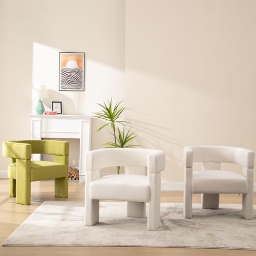 Beige Fabric Upholstered Barrel Accent Chair Q115