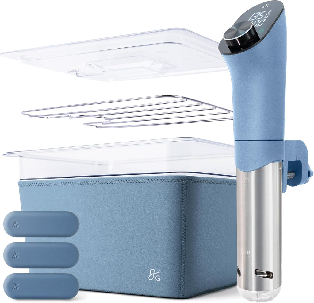 Stone Blue Sous Vide Cooker with Container and Silicone Weights W42504