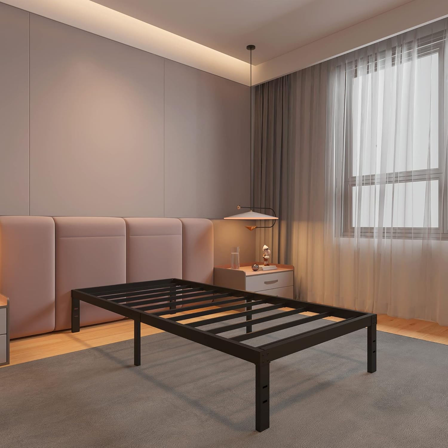 Black Metal Platform Bed Frame Cal King M94873