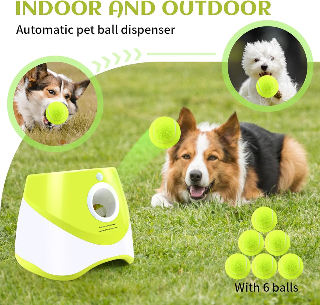 Automatic Ball Launcher for Dogs, 6PCS Tennis Balls Included L6480