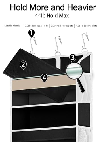 Over The Door Storage Organizer with 5 Pockets 10 Mesh Pockets Y74619