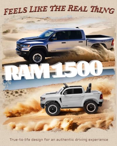 12V Licensed Ram 1500 Ride on Toy with Parent Remote Control (Black) W3402