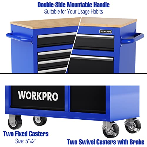 46-Inch 9-Drawers Rolling Tool Chest with Wooden Top J919265