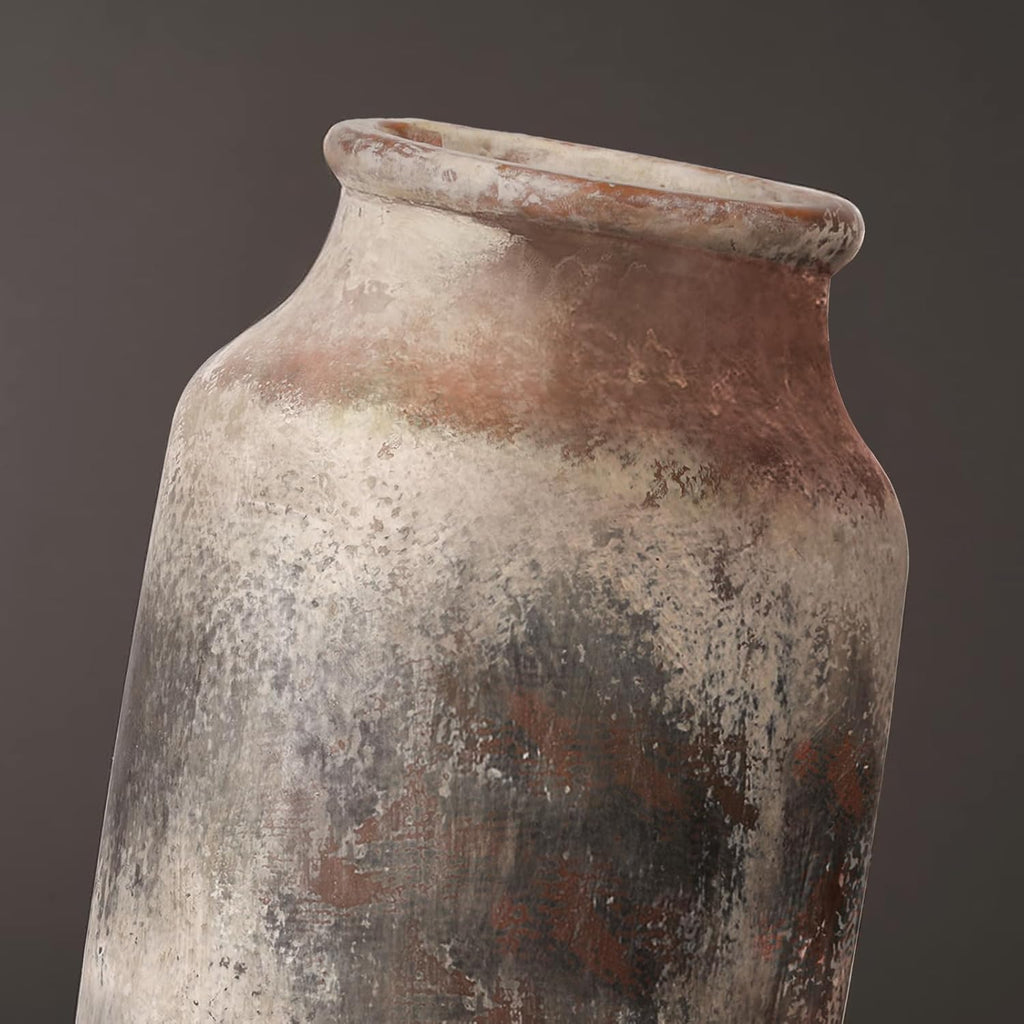 Rustic Ceramic Flower Vase Whitewashed Terracotta Floor Vase E8529