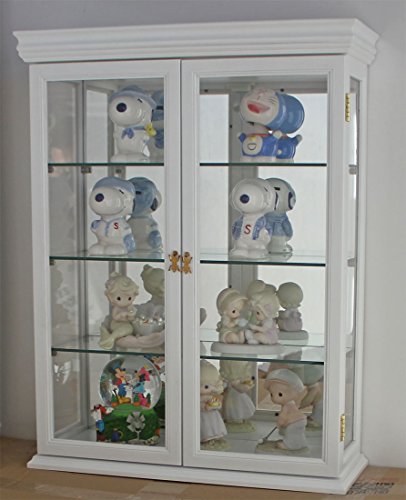 26" Solid Wood Wall Mount Curio Cabinet White M131