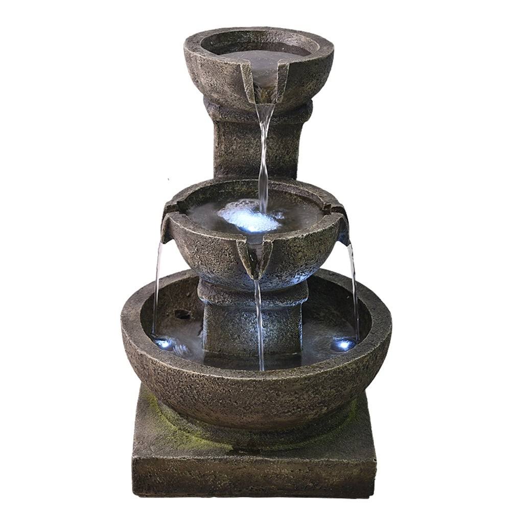 Grey Polyresin Water Fountain with LED Light K100