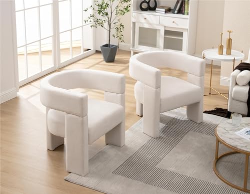 Beige Fabric Upholstered Barrel Accent Chair Q115
