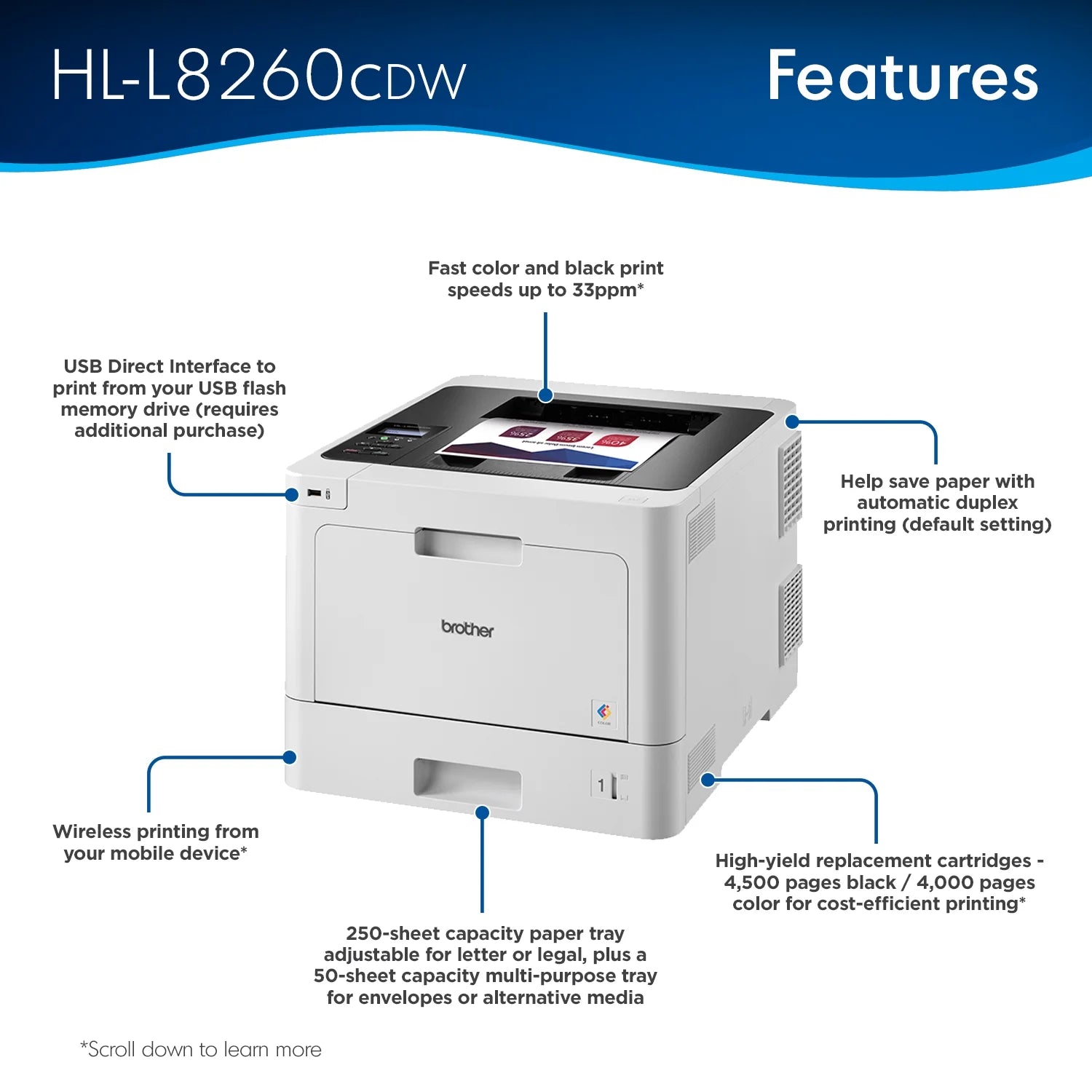Business Color Laser Printer with Duplex Printing J397913
