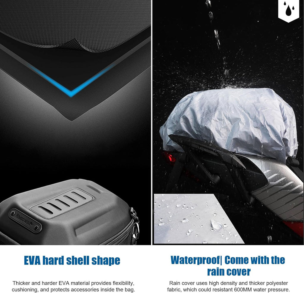 Black 12L-18L Expandable Motorcycle Tail Bag with Rain Cover Q3206