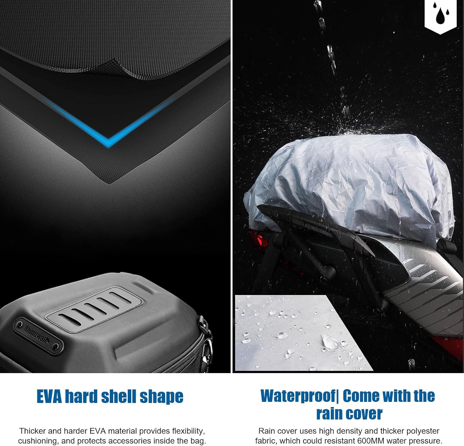 Black 12L-18L Expandable Motorcycle Tail Bag with Rain Cover Q3206
