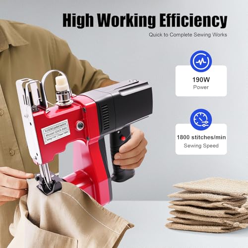 Red 6MM Industrial Canvas Sewing Machine with Accessory Kit A4695