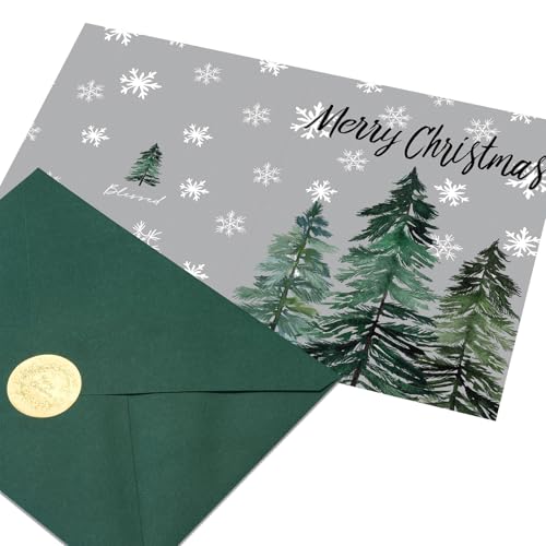 24 Watercolor Christmas Greeting Cards with Envelopes & Stickers G170