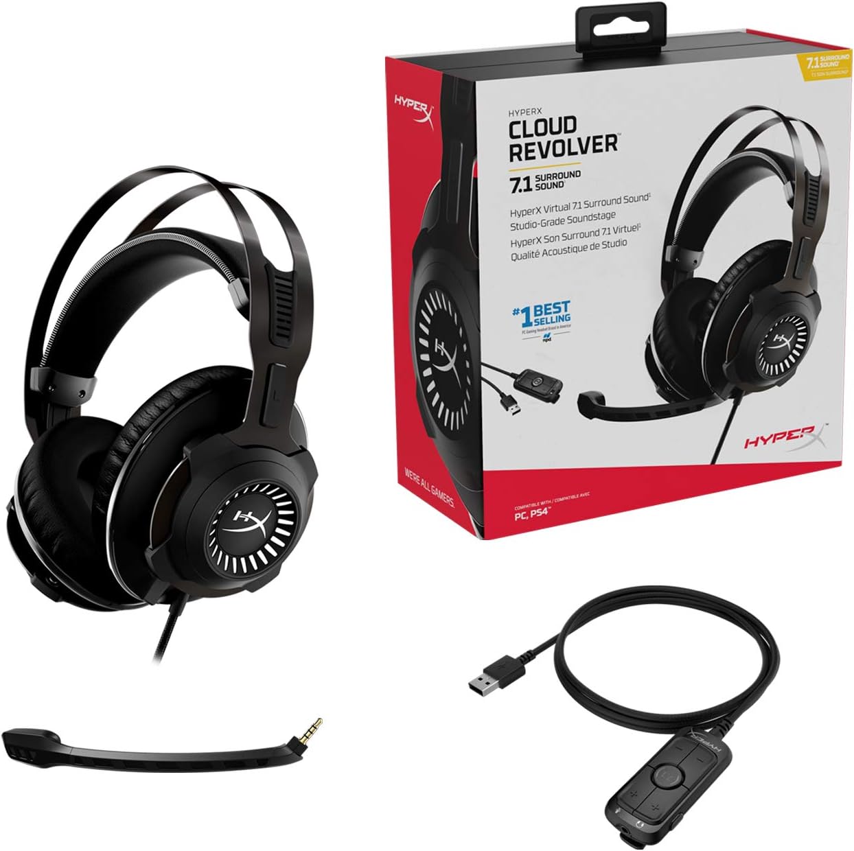 Gaming Headset with 7.1 Surround Sound, Memory Foam, Leatherette, Steel Frame, Detachable Microphone K126