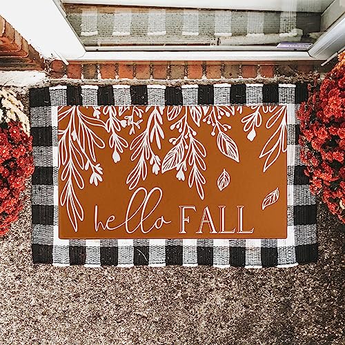 Buffalo Plaid Pumpkin Football Welcome Mat 30" x 17" S7916