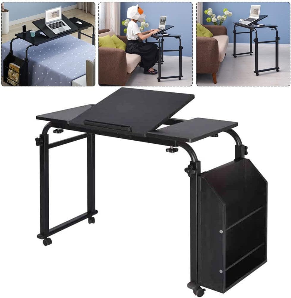 Adjustable Height Length Overbed Table with Wheels and Tilt Tabletop X72628