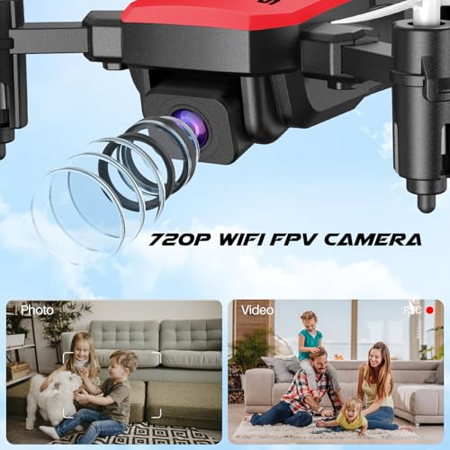 Mini Drone with Camera 720P HD FPV, Foldable RC Quadcopter with 2 Batteries V182