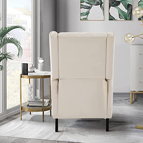 Beige Fabric Wingback Recliner Chair with Heat and Massage O3045