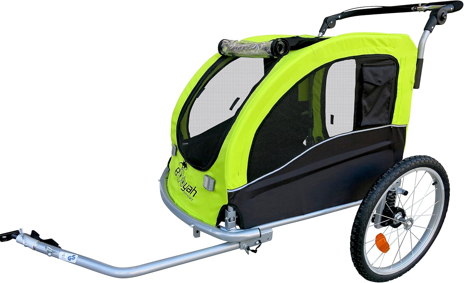 Large Pet Bike Trailer Dog Stroller with Shocks Green Yellow Y259023