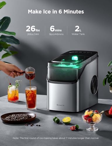 Smart Ice Maker Countertop, 26lbs/24Hrs, 3 Sizes, Silver K311968