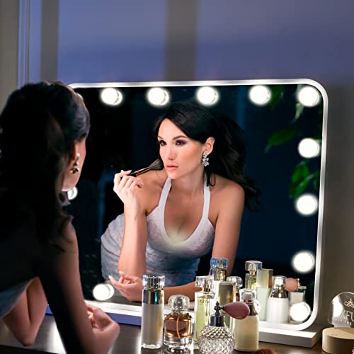 Large Hollywood Vanity Mirror with Lights, 18 LED Bulbs, Wall-Mount/Tabletop (Rose Gold) L1136