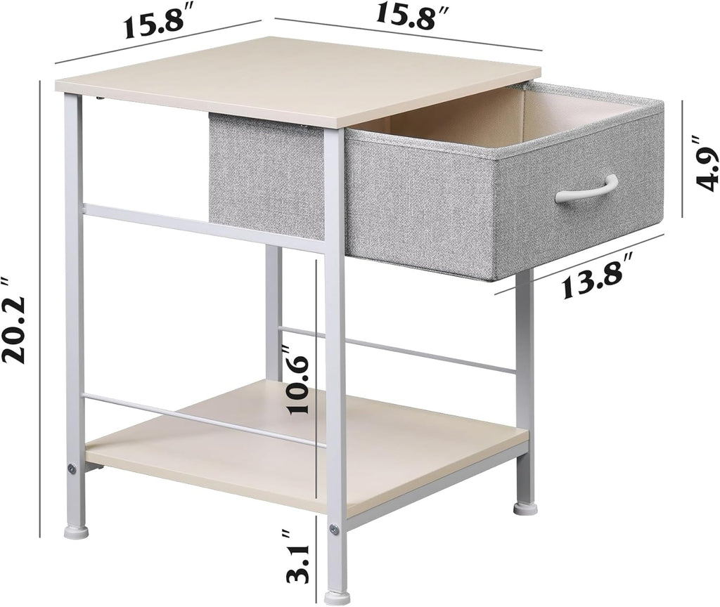 1-Drawer Nightstand and 5-Drawer Dresser Set with Fabric Bins, Steel Frame F2737