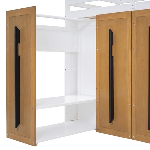 Twin Size Solid Wood Loft Bed with Storage B598