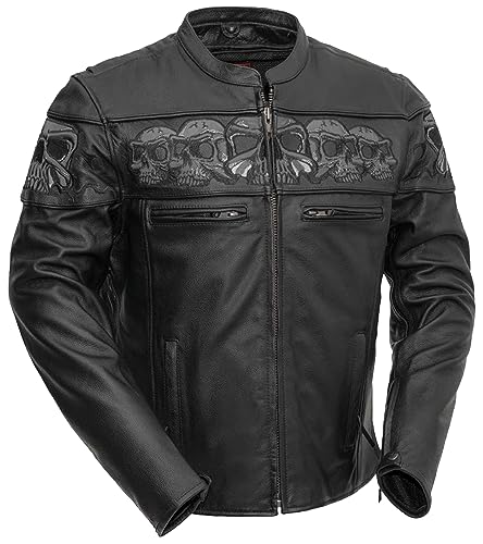 Black Leather Motorcycle Jacket V8595