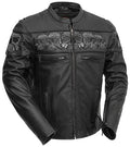 Black Leather Motorcycle Jacket V8595