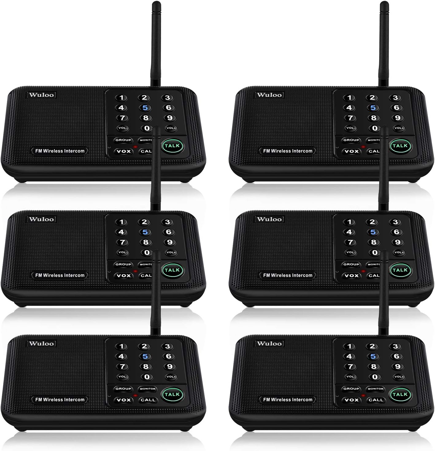 Wireless Intercom System 4 Packs Black 10 Channel 3 Code J855413