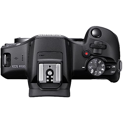Mirrorless Camera with RF-S 18-45mm f/4.5-6.3 STM Lens + Wide Angle & Telephoto Lenses + 64GB Memory + 3pc Filter Kit + Case + Flash + Tripod G235680