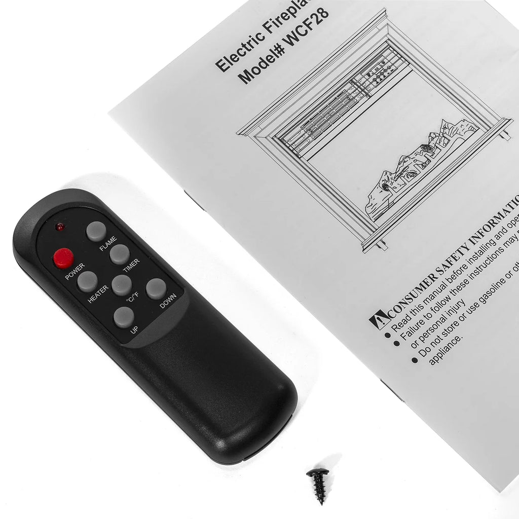 Electric Fireplace Heater Infrared Quartz with Remote Controller, 1500W H78924