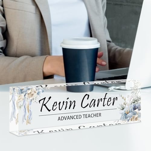 Acrylic Desk Name Plate (Purple Gold Marble) F5440