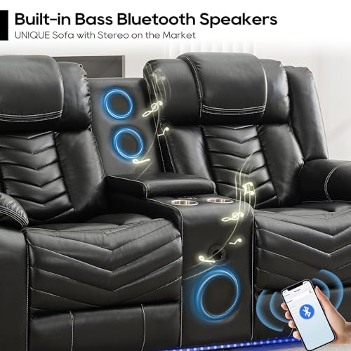 Grey Leather 3 Seater Recliner Sofa Set with Wireless Charger and LED Lights J304479
