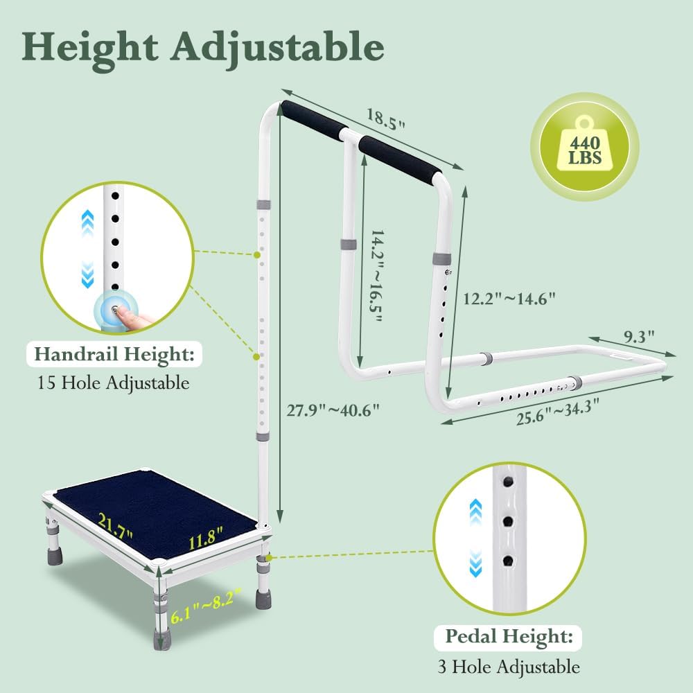 2-in-1 Bedside Guard Rails Step Stool with Handle E309657