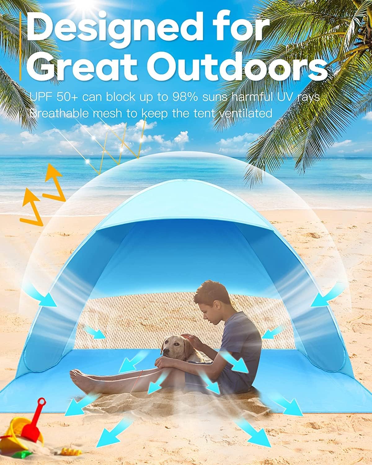 Pop Up Beach Tent, UPF 50+, Waterproof, with Carry Bag J83637