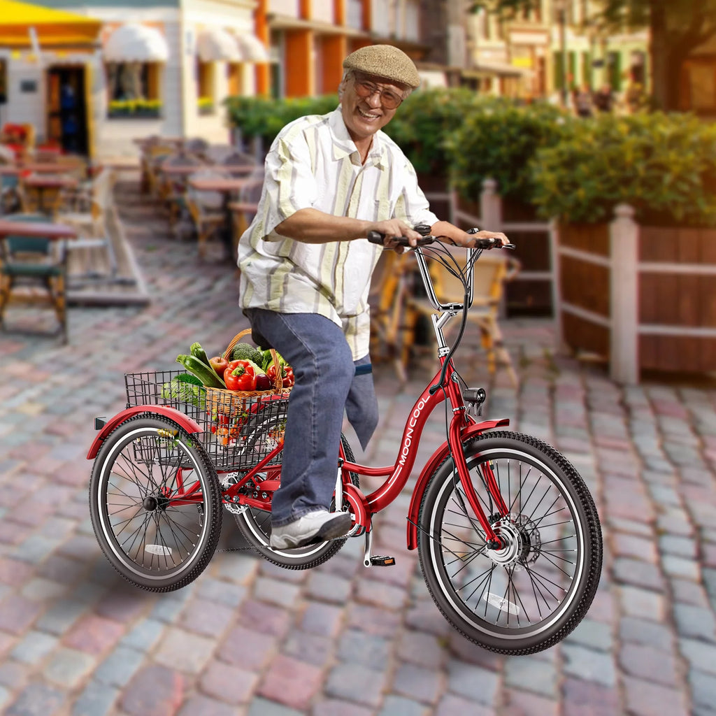 24" 350W 7-Speed Electric Tricycle with Removable Lithium Battery 36V 14.5AH L1410