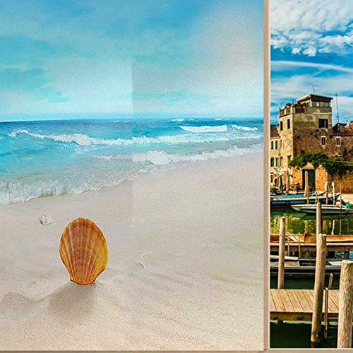 Stained Glass Beach Blue Self-Adhesive Vinyl Window Film, 23.6 in by 78.7 in M162420