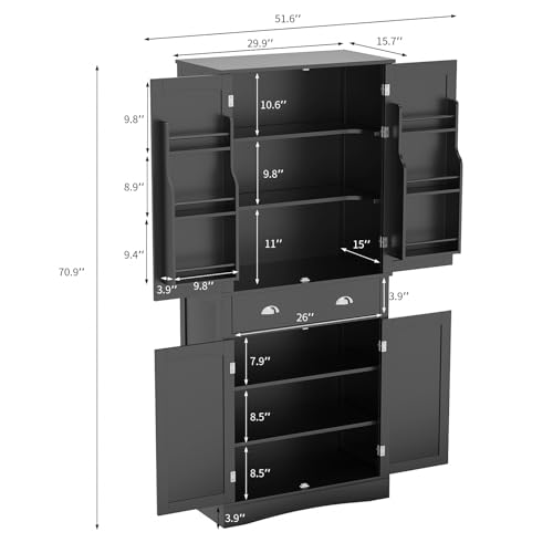 White 4 Door 1 Drawer Tall Storage Cabinet with Adjustable Shelves J505046