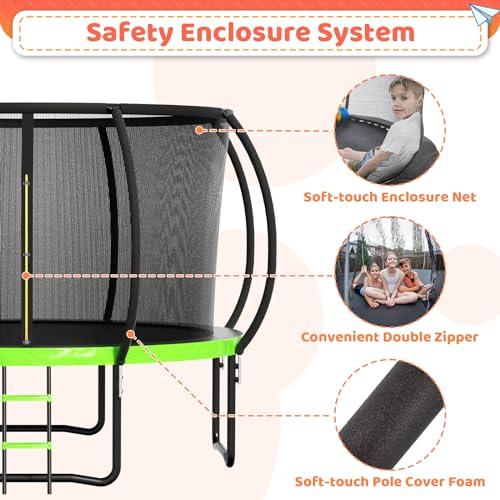 12FT 14FT 16FT Outdoor Trampoline with Ladder & Safety Net S646