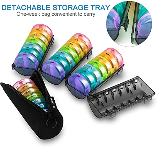 Monthly Pill Organizer 2 Times A Day, XL One Month 28 Day Pill Box AM PM, Daily Pill Case Large 4 Week M5465