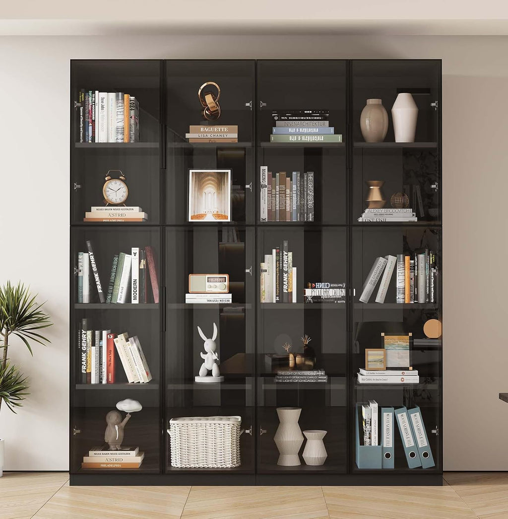 Black Wooden Display Cabinet with Glass Doors S24437