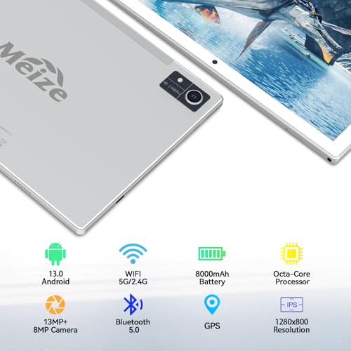Android 13 Tablet, 10.1 inch, 128GB, 16GB, 8000mAh Battery A68510