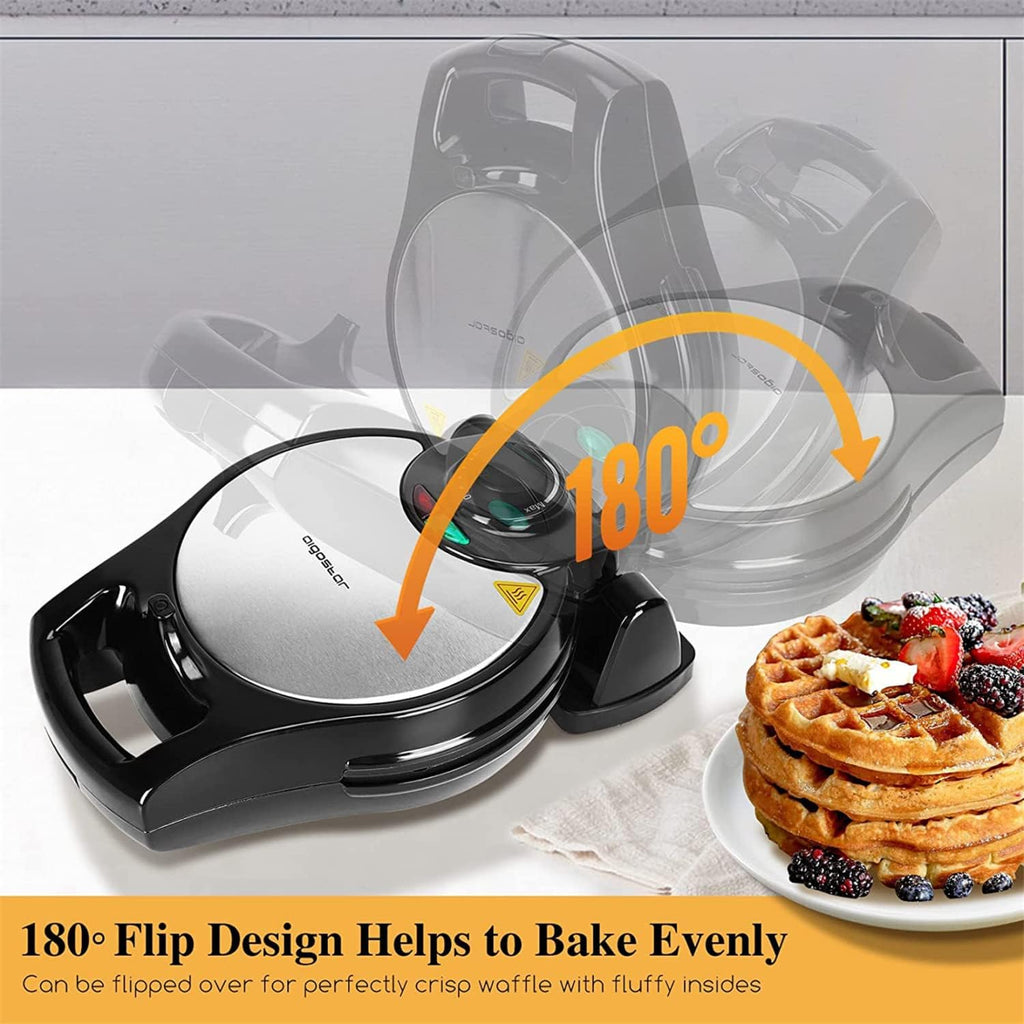 Belgian Waffle Maker 1.2" 8 Inch Flip Non Stick Panini Press Sandwich Maker Q629348