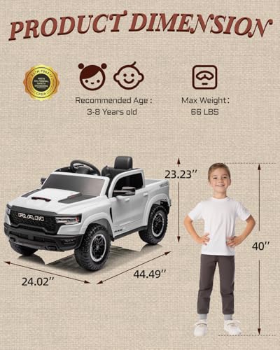 12V Licensed Ram 1500 Ride on Toy with Parent Remote Control (Black) W3402