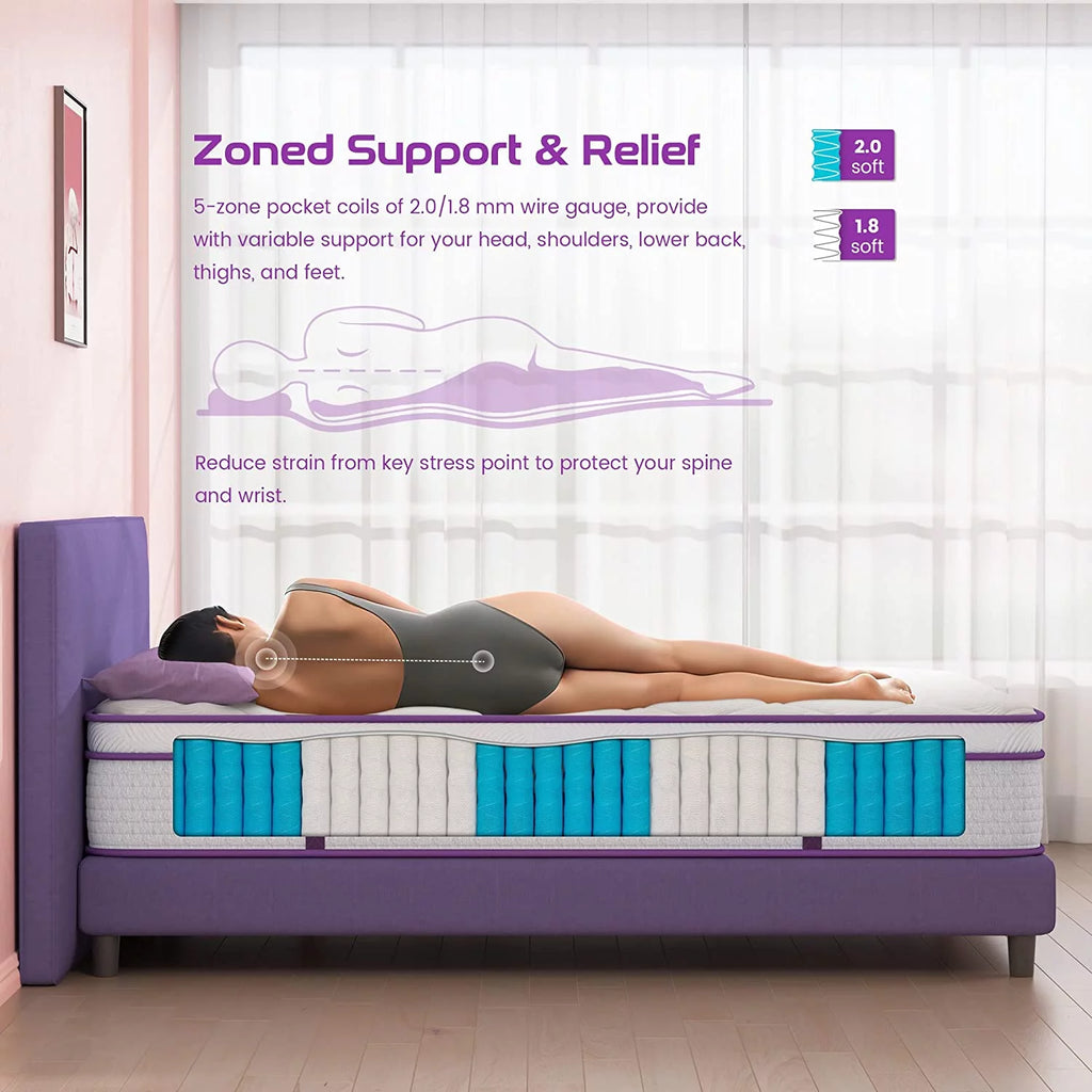 Queen Size 10 inch Hybrid Memory Foam Mattress W7280
